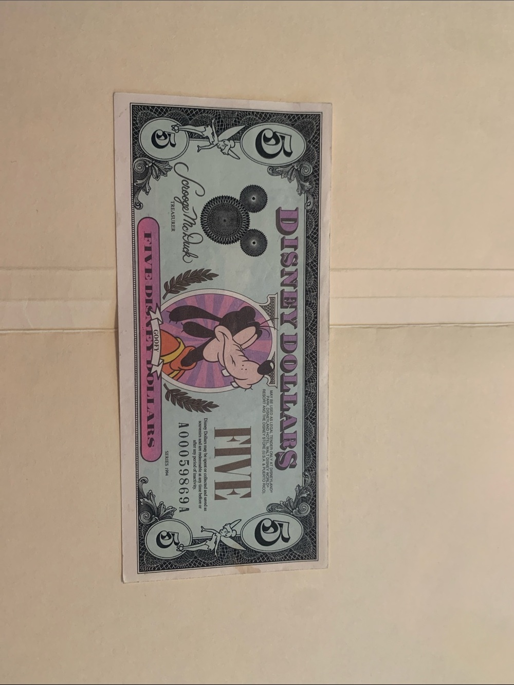 Disney Decorative Five Dollar Art Print - Pastel Blue & Pink (#1)